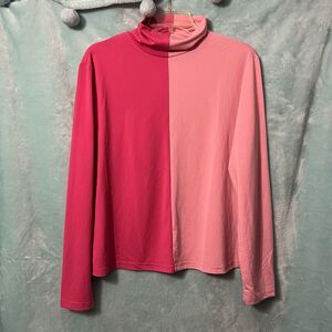Pink Plus Colorblock Long Sleeve Turtleneck Top 3x Half